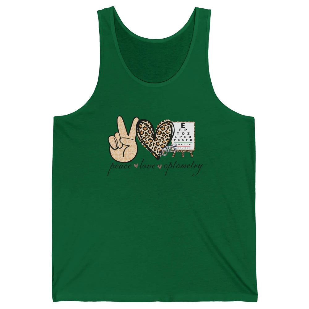 Peace Love Optometry Leopard Optometrist Optician Life Gift Unisex Jersey Tank