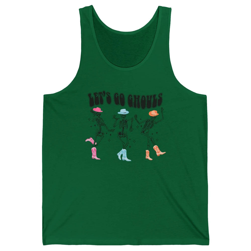 Dancing Skeleton Cowboy Let's Go Ghouls Western Halloween Unisex Jersey Tank