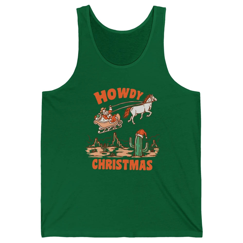 Desert Santa Riding Horse Howdy Christmas Western Country Unisex Jersey Tank