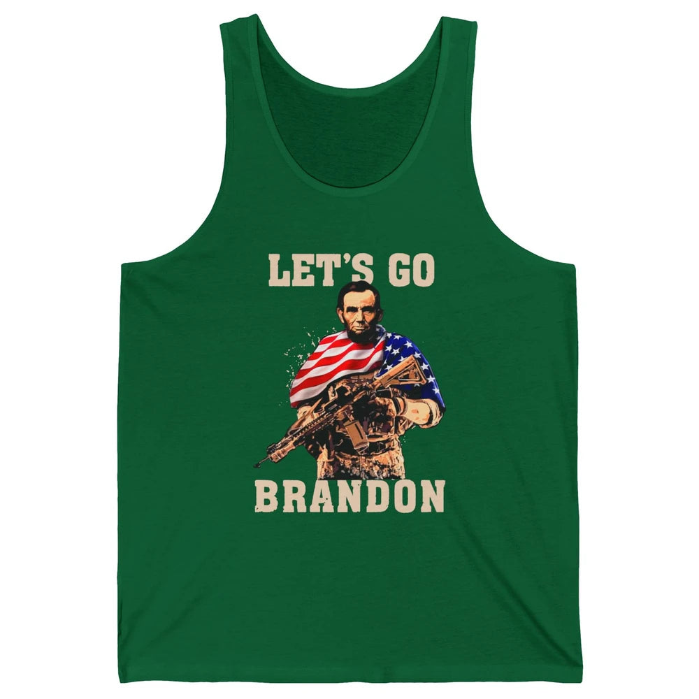 Abraham Lincoln US Flag Lets Go Brandon Conservative Liberal Unisex Jersey Tank