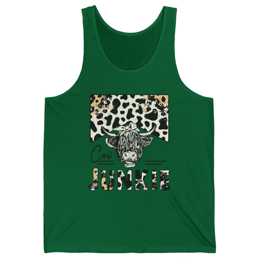 Leopard Highland Cow Bandana Cow Junkie Western Country Gift Unisex Jersey Tank