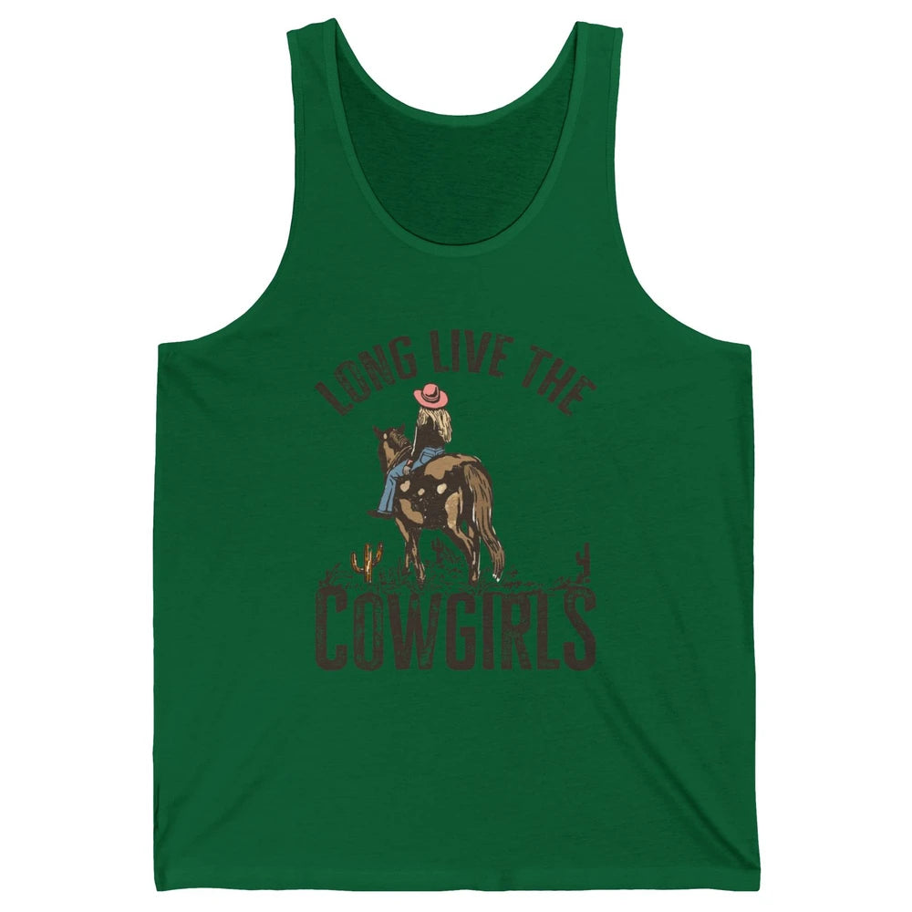 Retro Long Live The Cowgirls Horseback Rider Western Country Unisex Jersey Tank