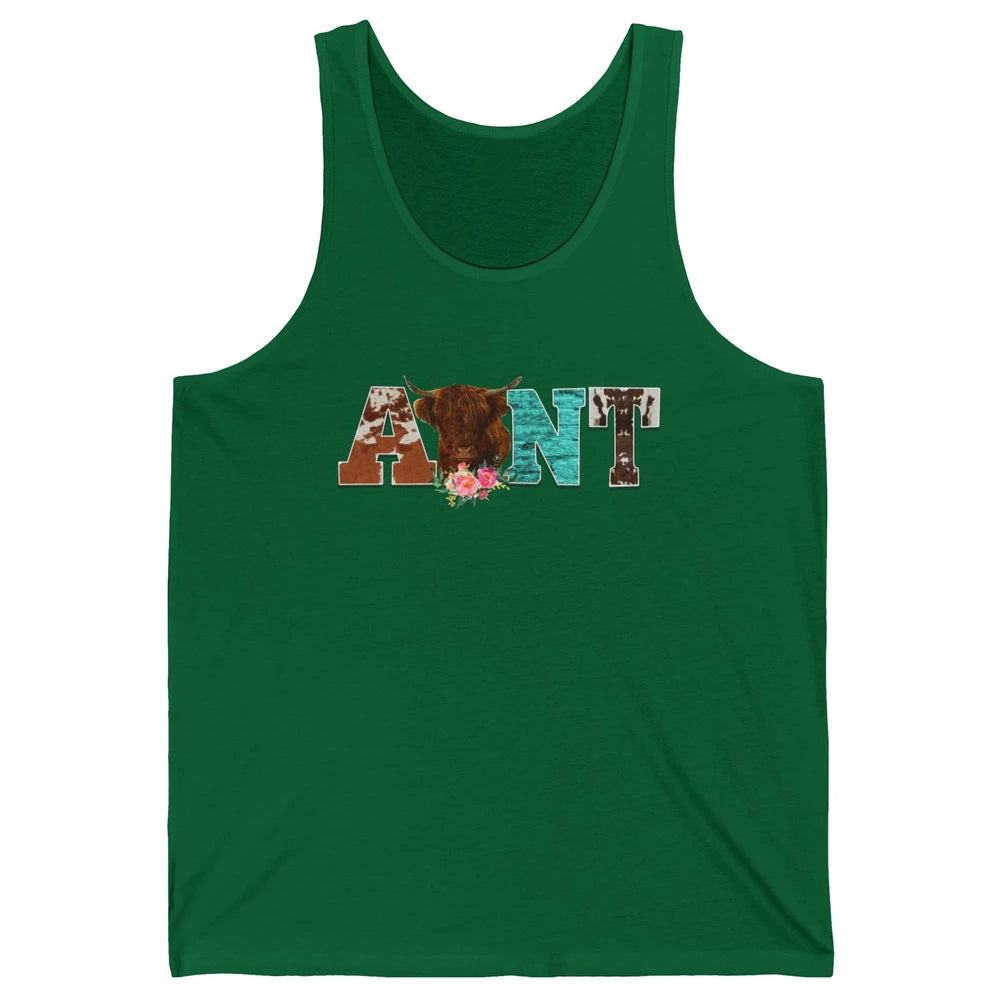 Cowhide Highland Cow Aunt Cow Western Country Heifer Auntie Unisex Jersey Tank