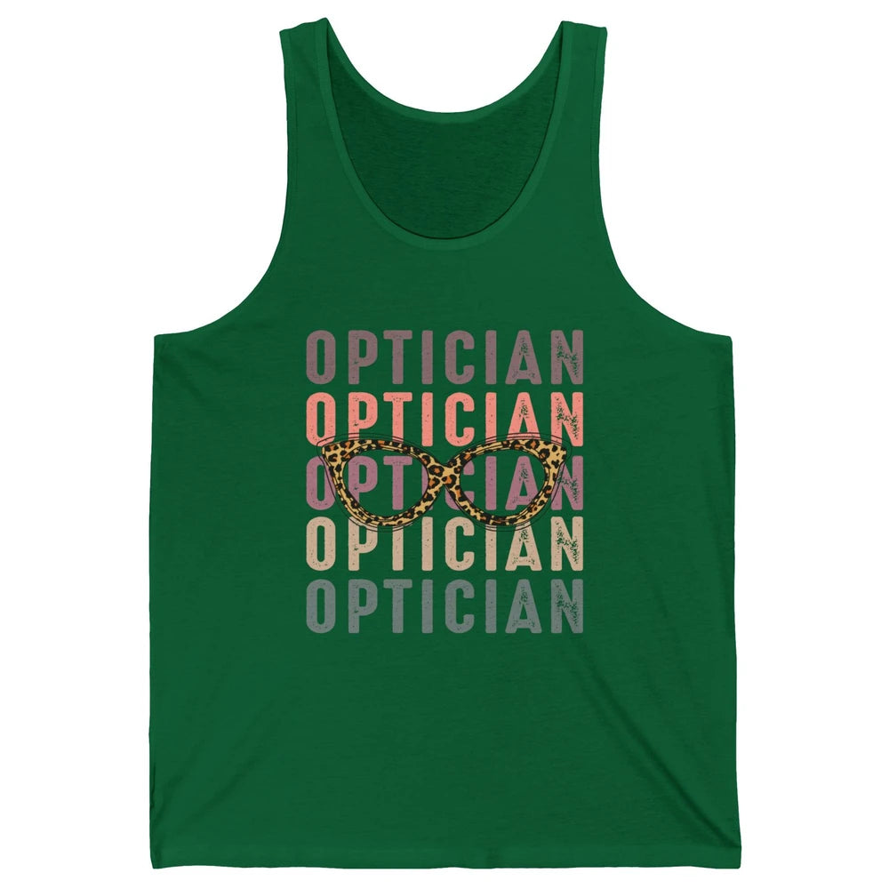 Retro Optometrist Leopard Eyeglasses Optician Ophthalmology Unisex Jersey Tank
