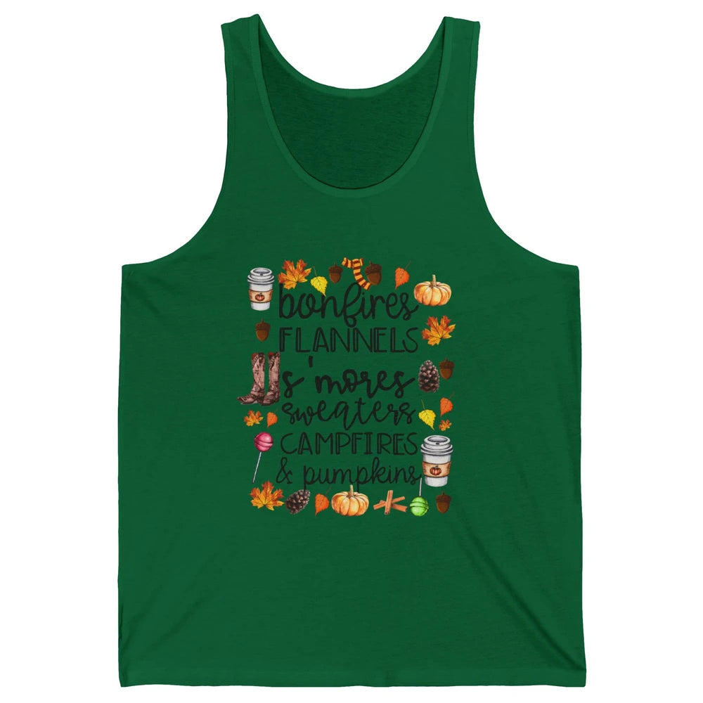 Fall Stuff Pumpkins Falling Leaves Campfire Halloween Autumn Unisex Jersey Tank