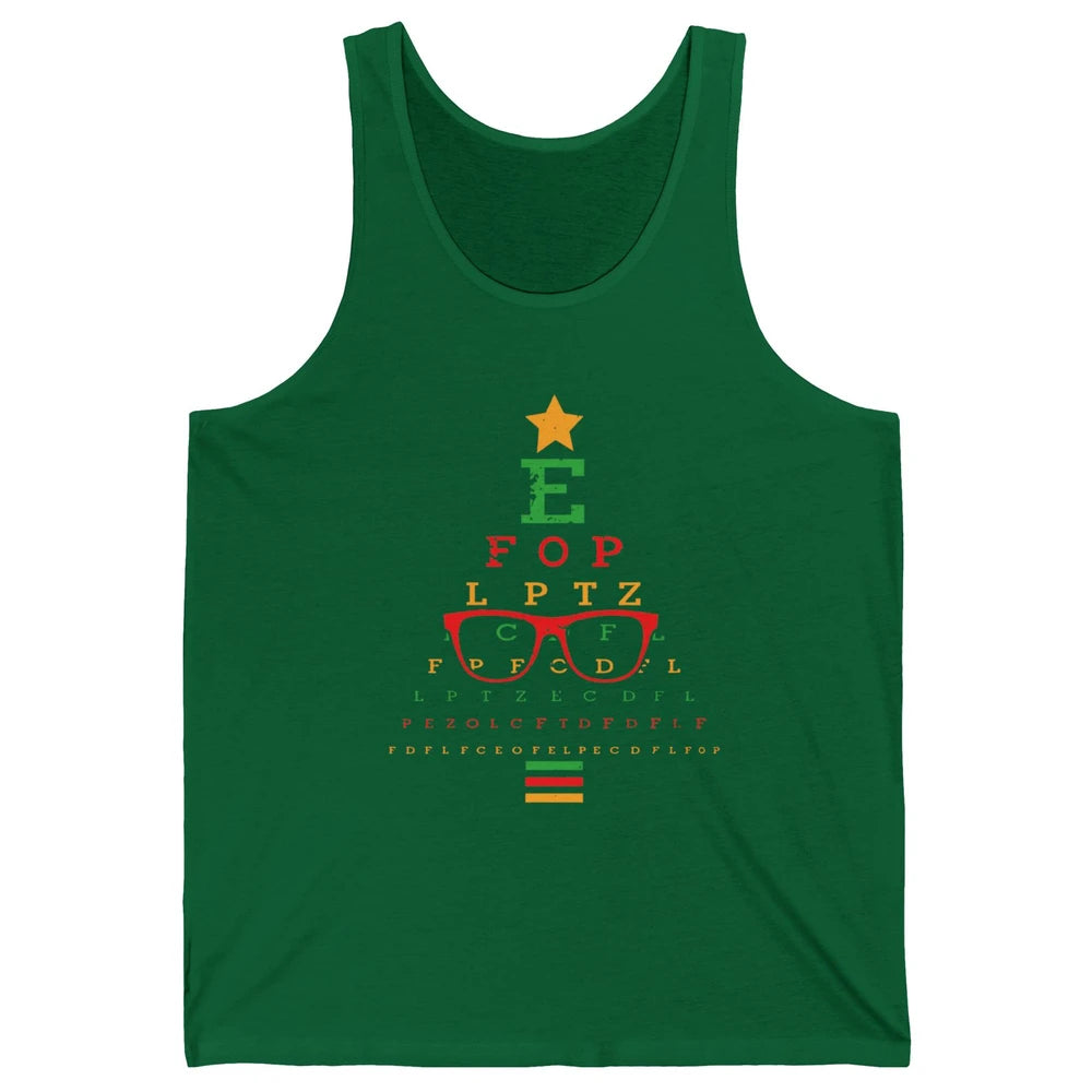Optician Christmas Funny Xmas Tree Eyeglasses Optometrist Unisex Jersey Tank