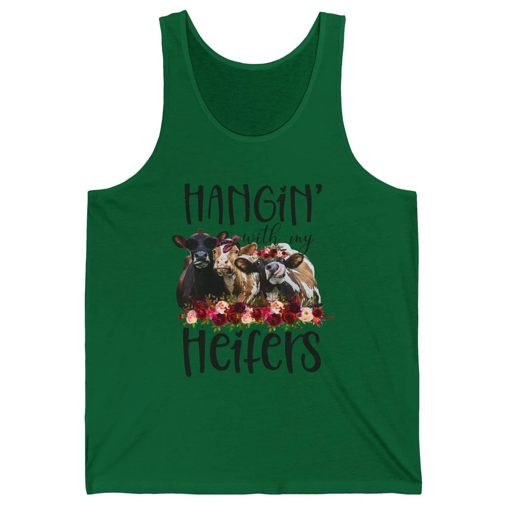 Funny Floral Heifer Hanging With My Heifer Cow Castle Farmer Unisex Jersey Tank