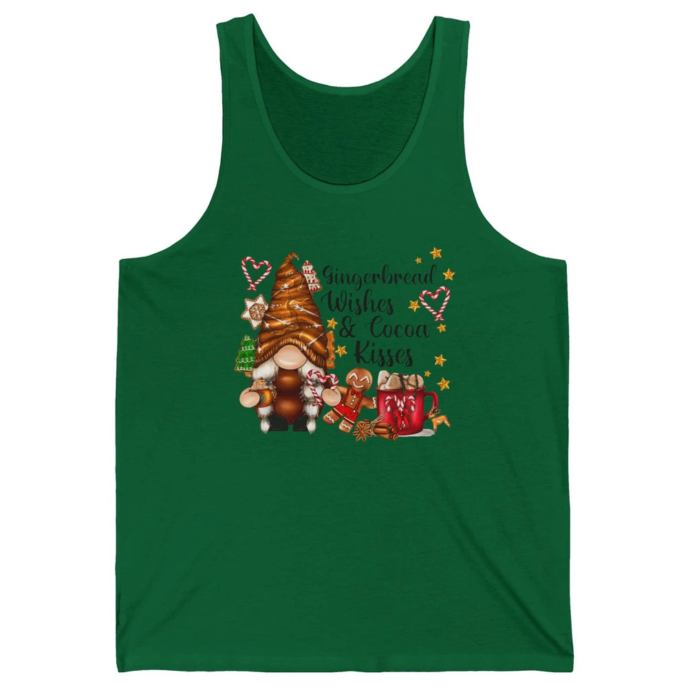 Retro Christmas Gnome Gingerbread Wishes and Cocoa Kisses Unisex Jersey Tank