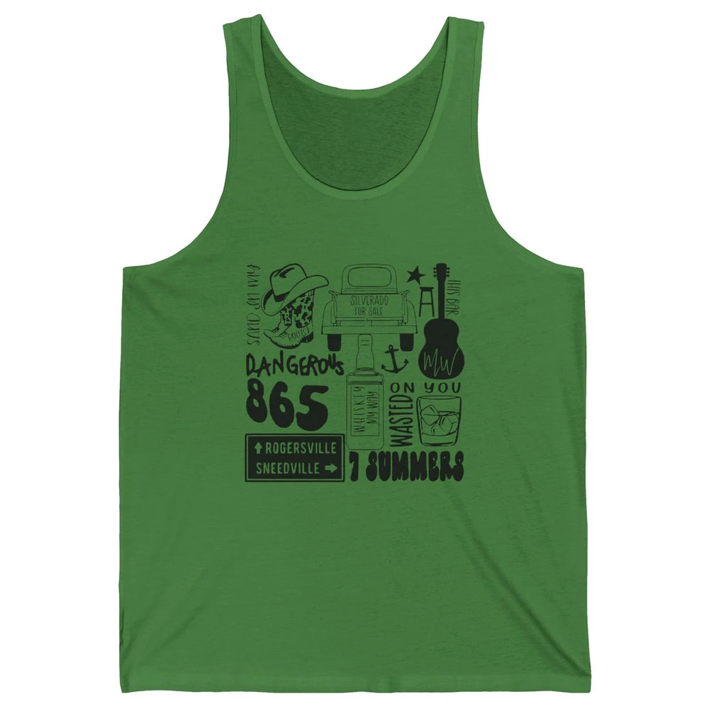 Retro Cowboy Boot Hat Sand In My Boots Western Country Music Unisex Jersey Tank