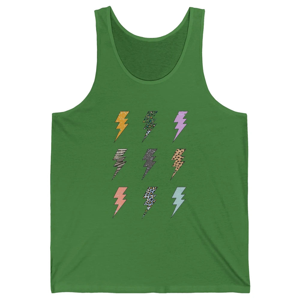Preppy Lightning Bolt Colorful Leopard Cheetah Western Retro Unisex Jersey Tank