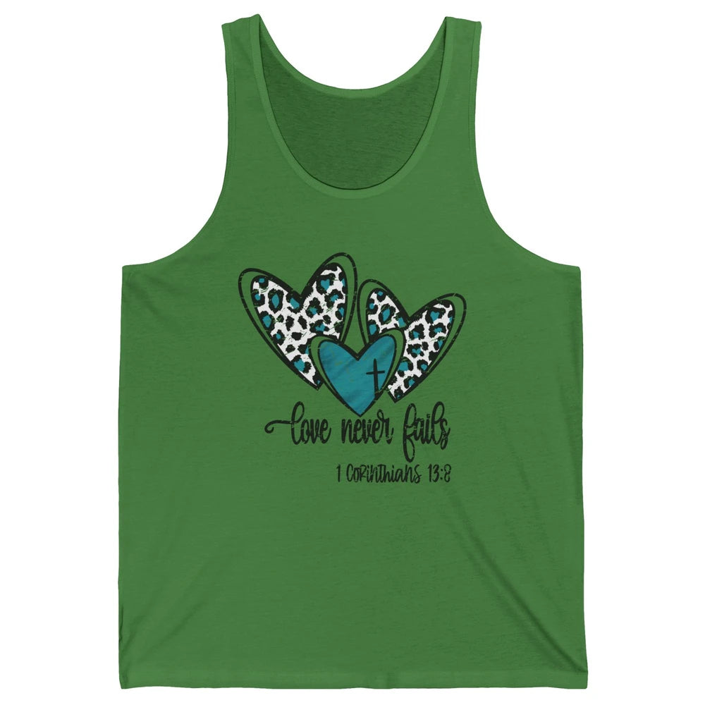Love Never Fails Christian Religious Jesus Faith Bible Verse Unisex Jersey Tank