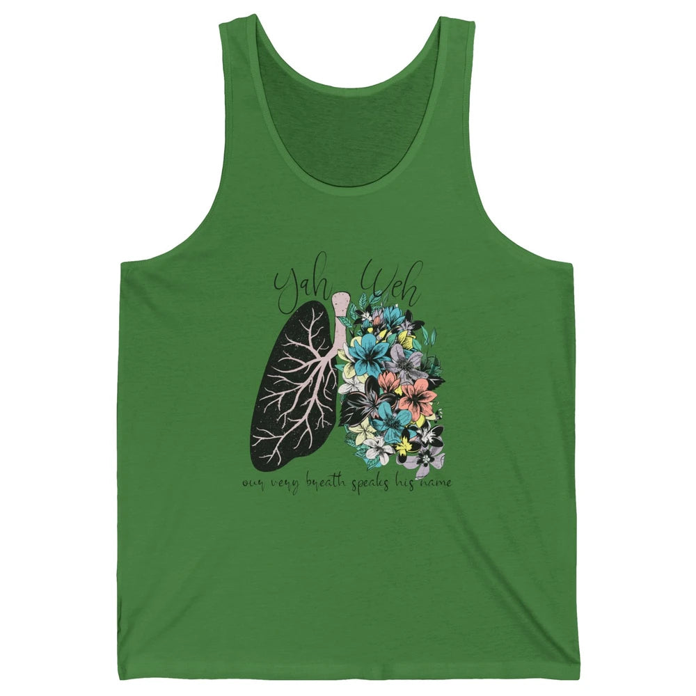 Floral Lung Our Very Breath Speaks His Name YHWH Christian Unisex Jersey Tank