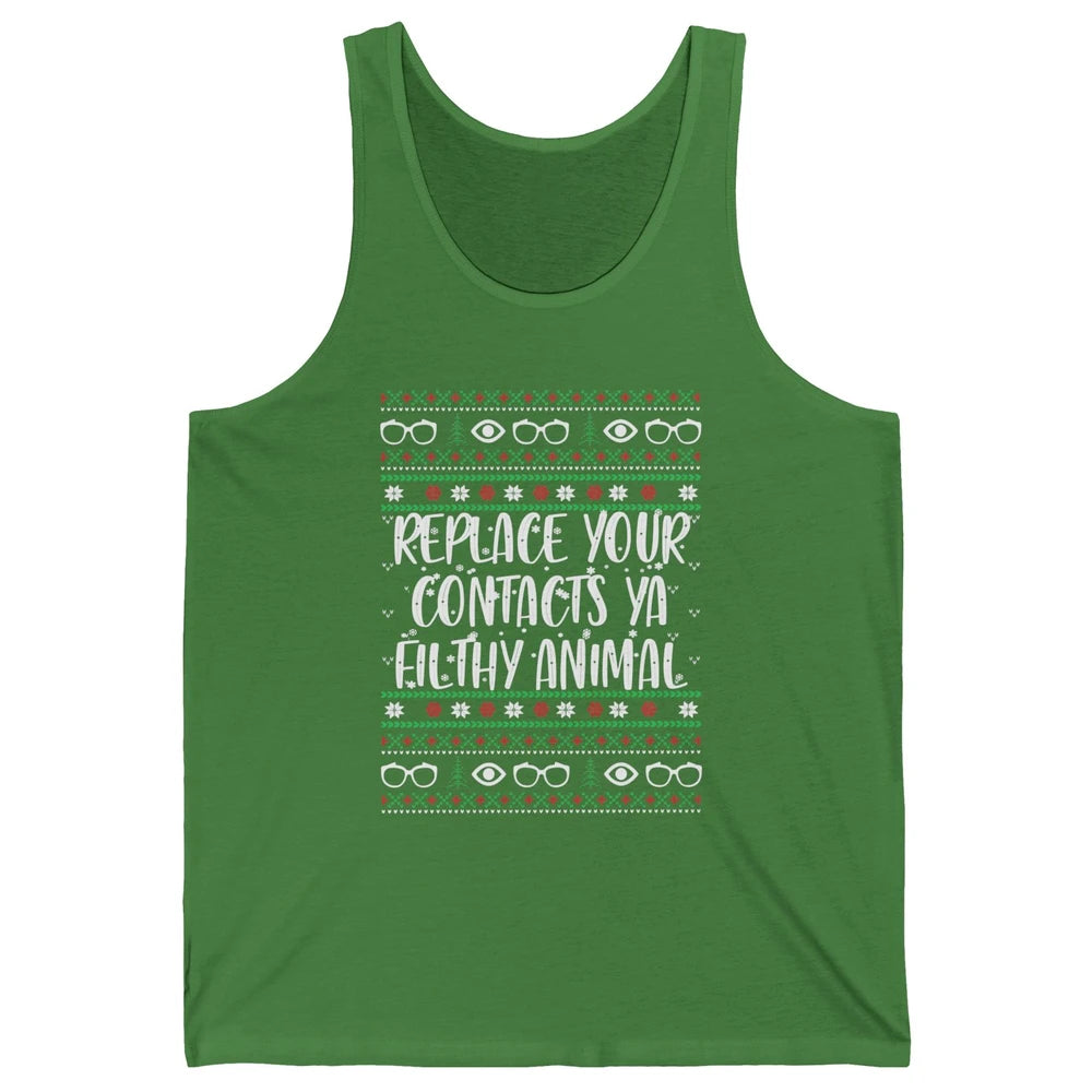 Optometry Christmas Tree Eyeglasses Replace Ya Contacts Ugly Unisex Jersey Tank