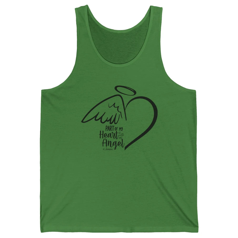 Part Of My Heart Is With My Angel In Heaven Memorial Family Unisex Jersey Tank