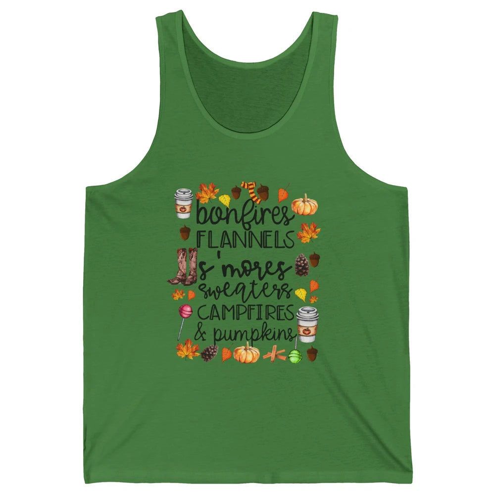 Fall Stuff Pumpkins Falling Leaves Campfire Halloween Autumn Unisex Jersey Tank
