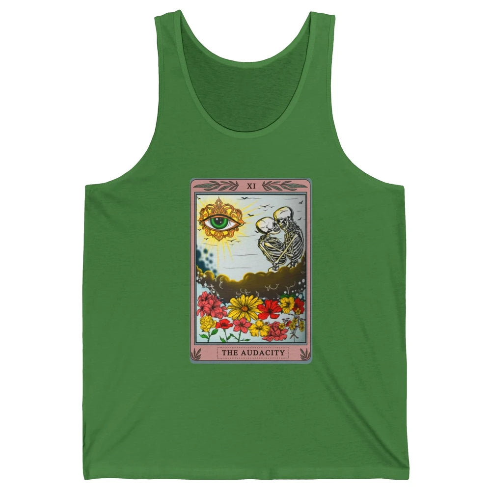 Retro Skeleton Riding Cloud The Audacity Tarot Card Rainbow Unisex Jersey Tank