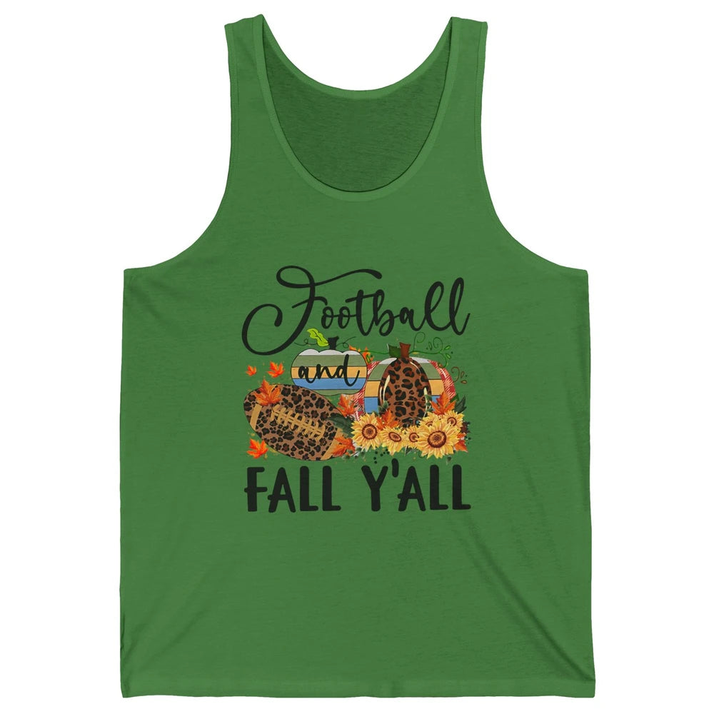 Football And Fall Y'all Leopard Pumpkin Autumn Thanksgiving Unisex Jersey Tank
