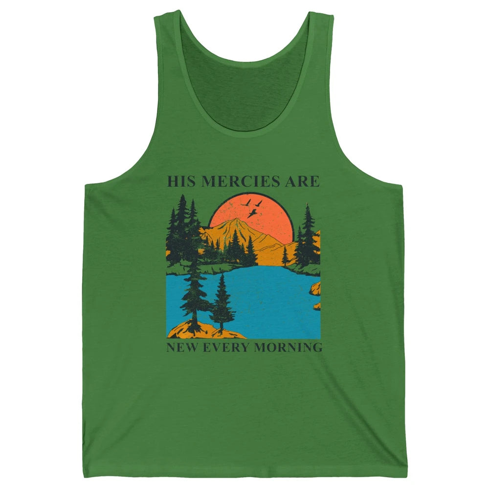 Retro Mountain His Mercies Are New Every Morning Christian Unisex Jersey Tank