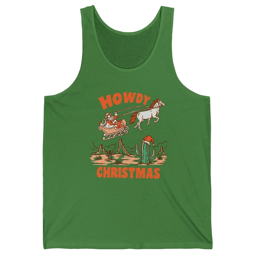 Desert Santa Riding Horse Howdy Christmas Western Country Unisex Jersey Tank