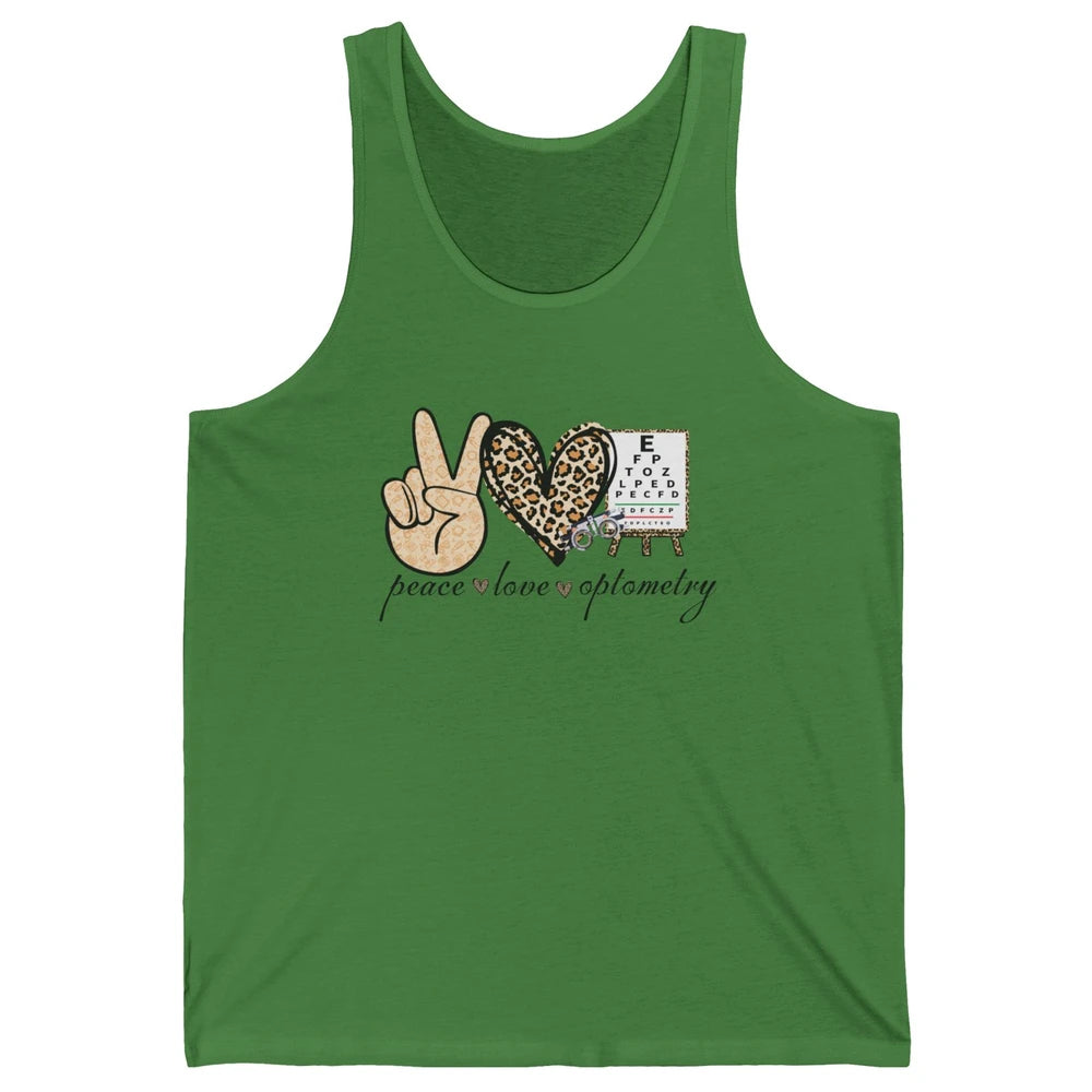 Peace Love Optometry Leopard Optometrist Optician Life Gift Unisex Jersey Tank