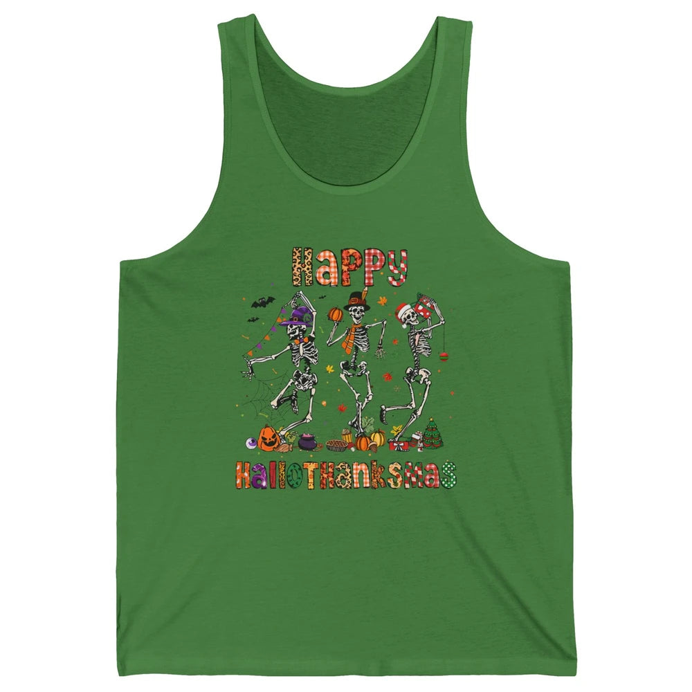 Funny Dancing Skeleton Happy Hallo-thank-mas Fall Pumpkin Unisex Jersey Tank
