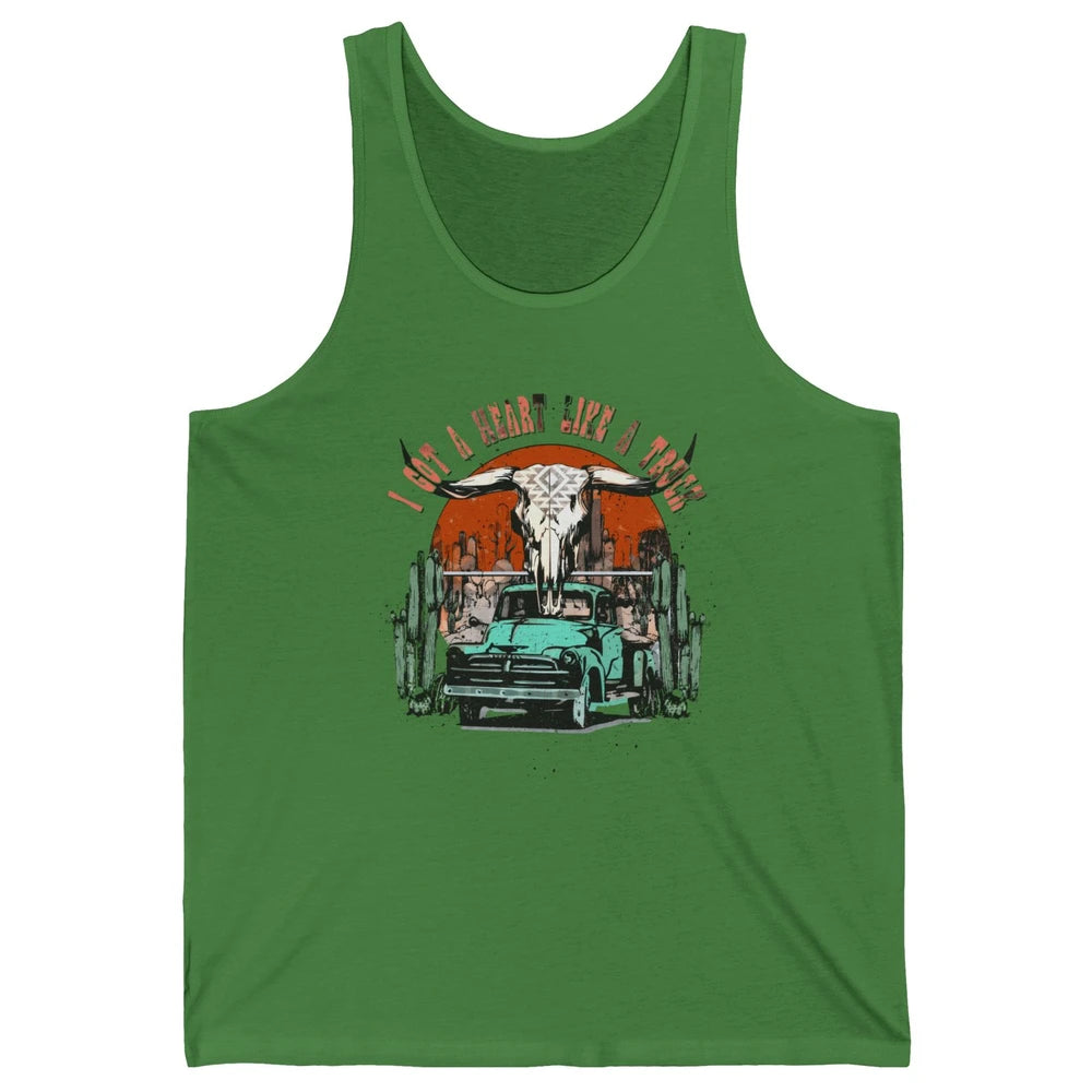 Desert Bull Skull Got A Heart Like A Truck Western Valentine Unisex Jersey Tank