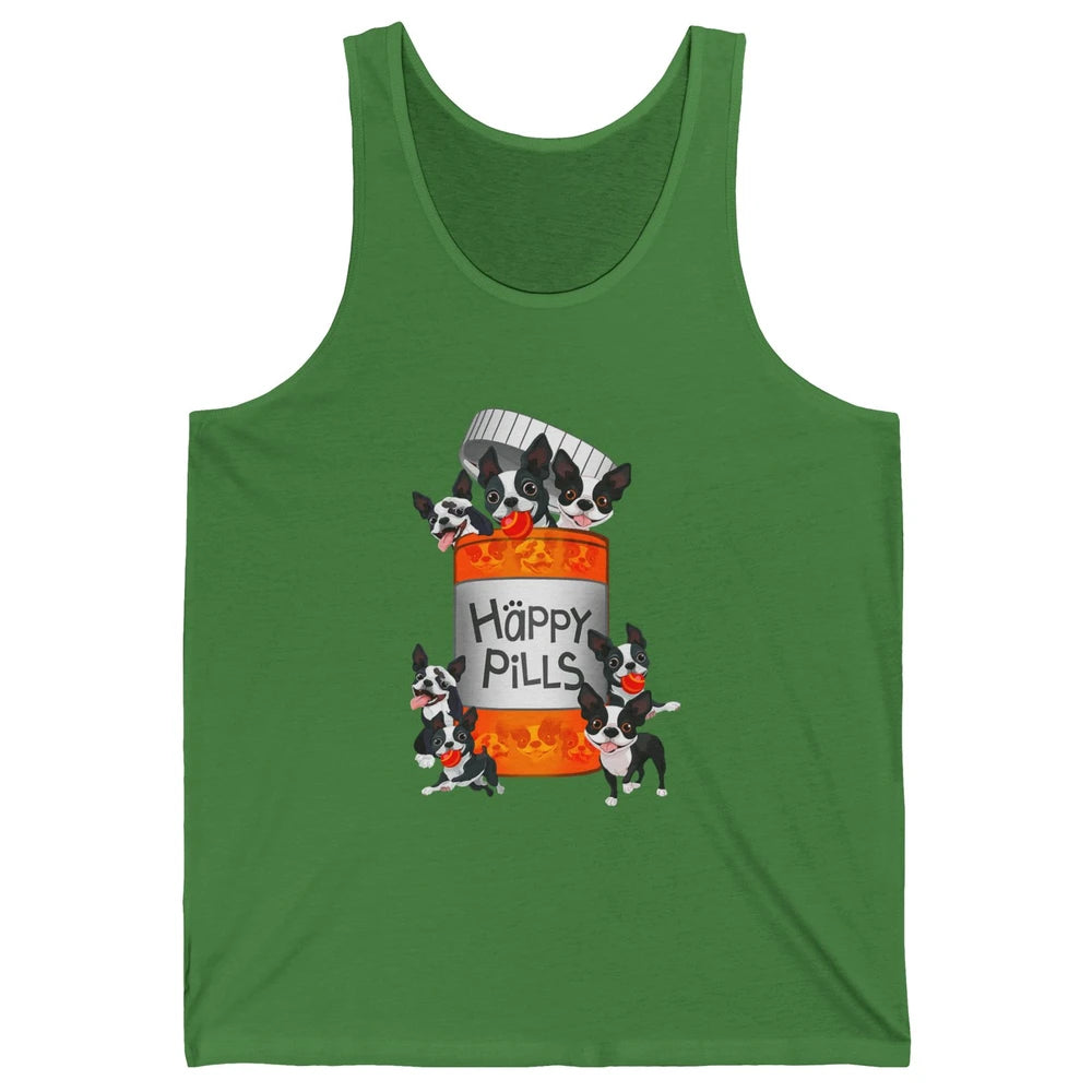 Funny Boston Terrier Happy Pills Cute Dog Pet Positive Vibe Unisex Jersey Tank