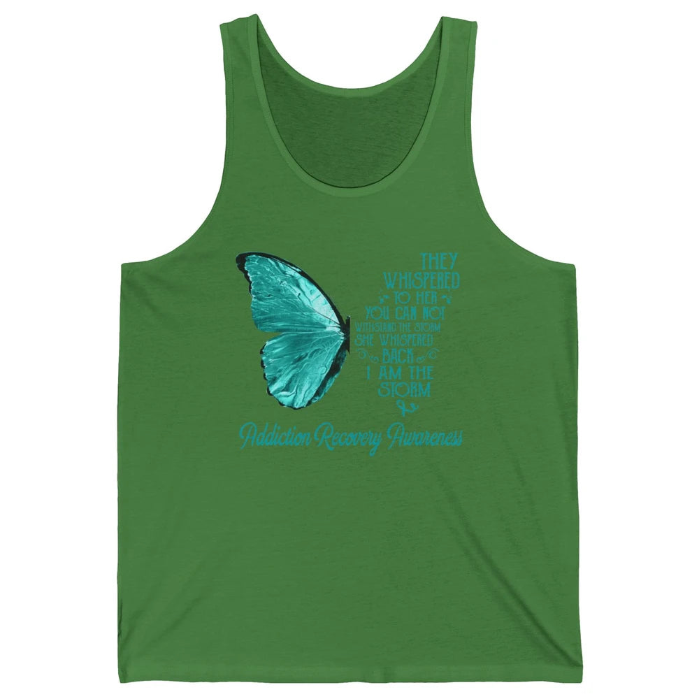 Addiction Recovery Awareness Ribbon Butterfly I'm The Storm Unisex Jersey Tank