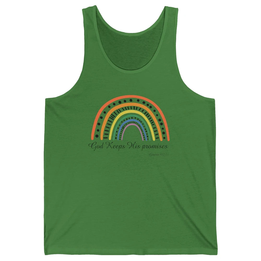 Retro Rainbow God Keeps His Promises Christian Religious Unisex Jersey Tank