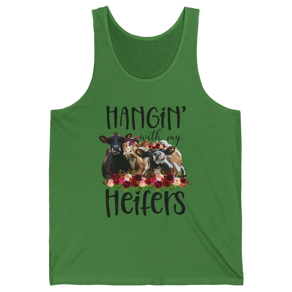 Funny Floral Heifer Hanging With My Heifer Cow Castle Farmer Unisex Jersey Tank