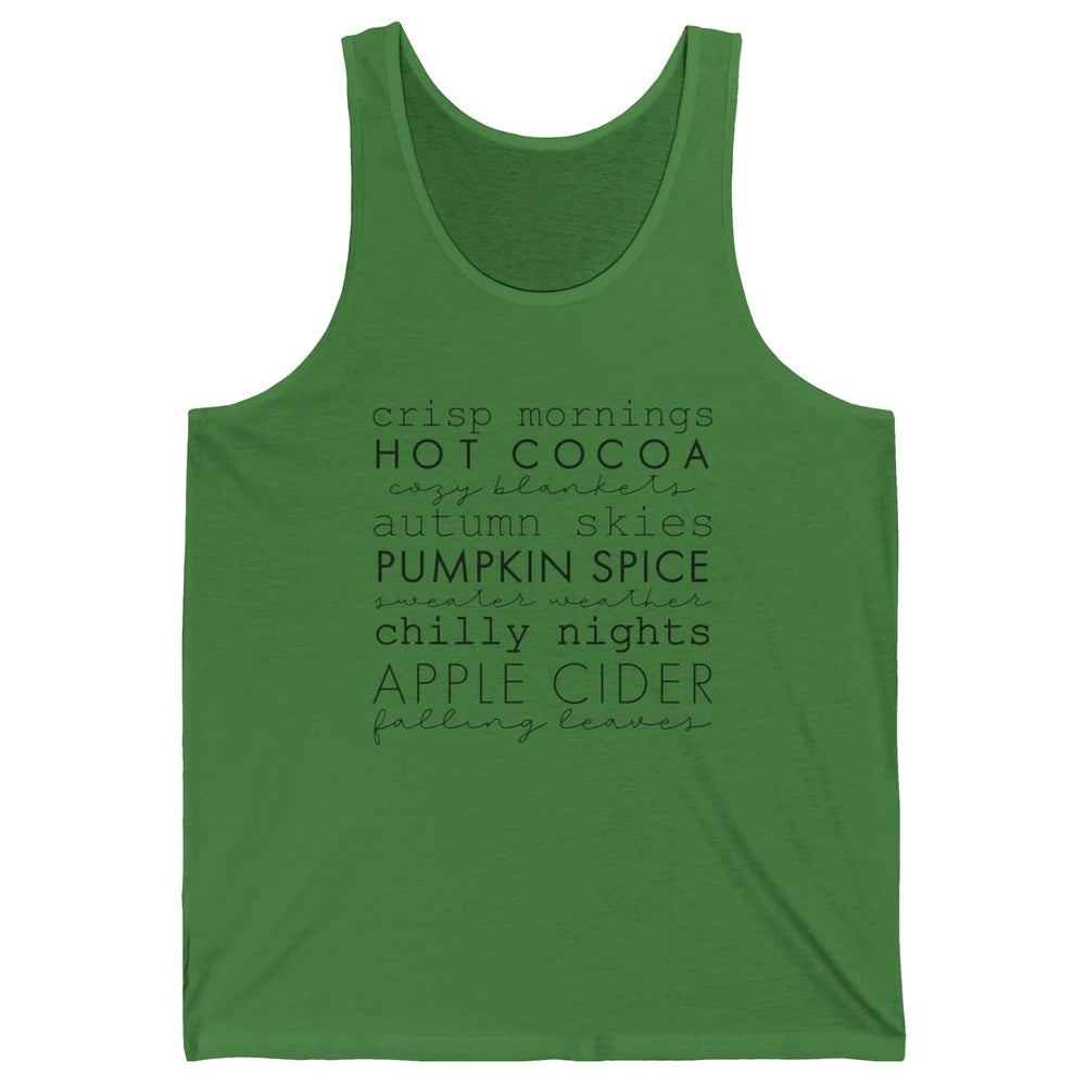 Fall Gift Sweater Weather Apple Cider Falling Leaves Autumn Unisex Jersey Tank
