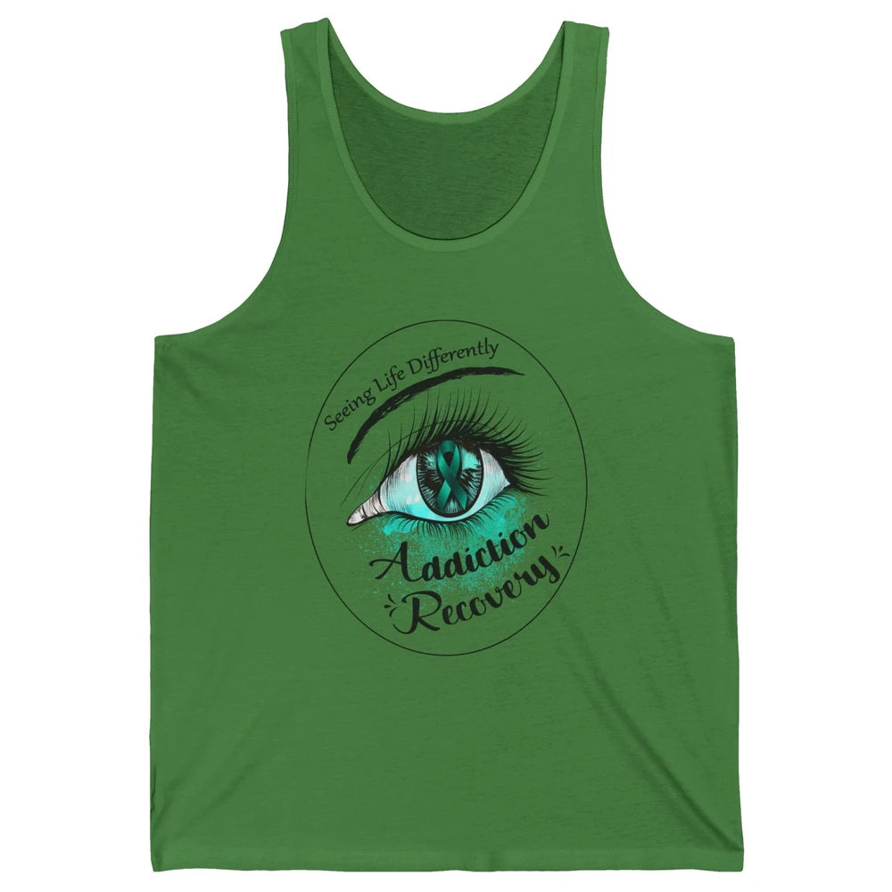 Addiction Awareness Seeing Life Differently Eye Teal Ribbon Unisex Jersey Tank