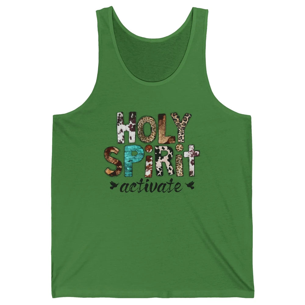 Retro Leopard Holy Spirit Activate Cowboy Rodeo Western Girl Unisex Jersey Tank