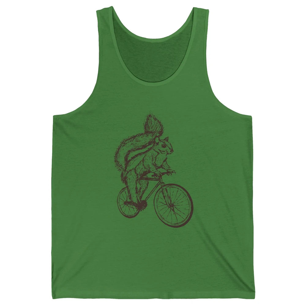 Funny Squirrel Riding A Bicycle Drawn Bike Squirrel Lovers Unisex Jersey Tank