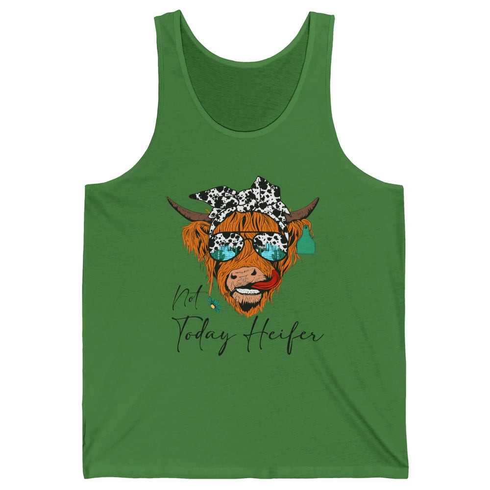 Desert Highland Cow Sunglasses Not Today Heifer Cow Lovers Unisex Jersey Tank
