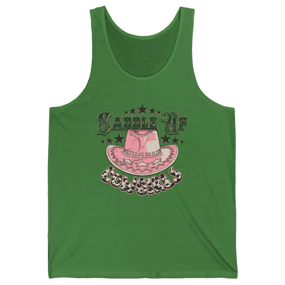 Cowgirl Hat Cow Print Saddle Up Cowgirl Western Country Gift Unisex Jersey Tank
