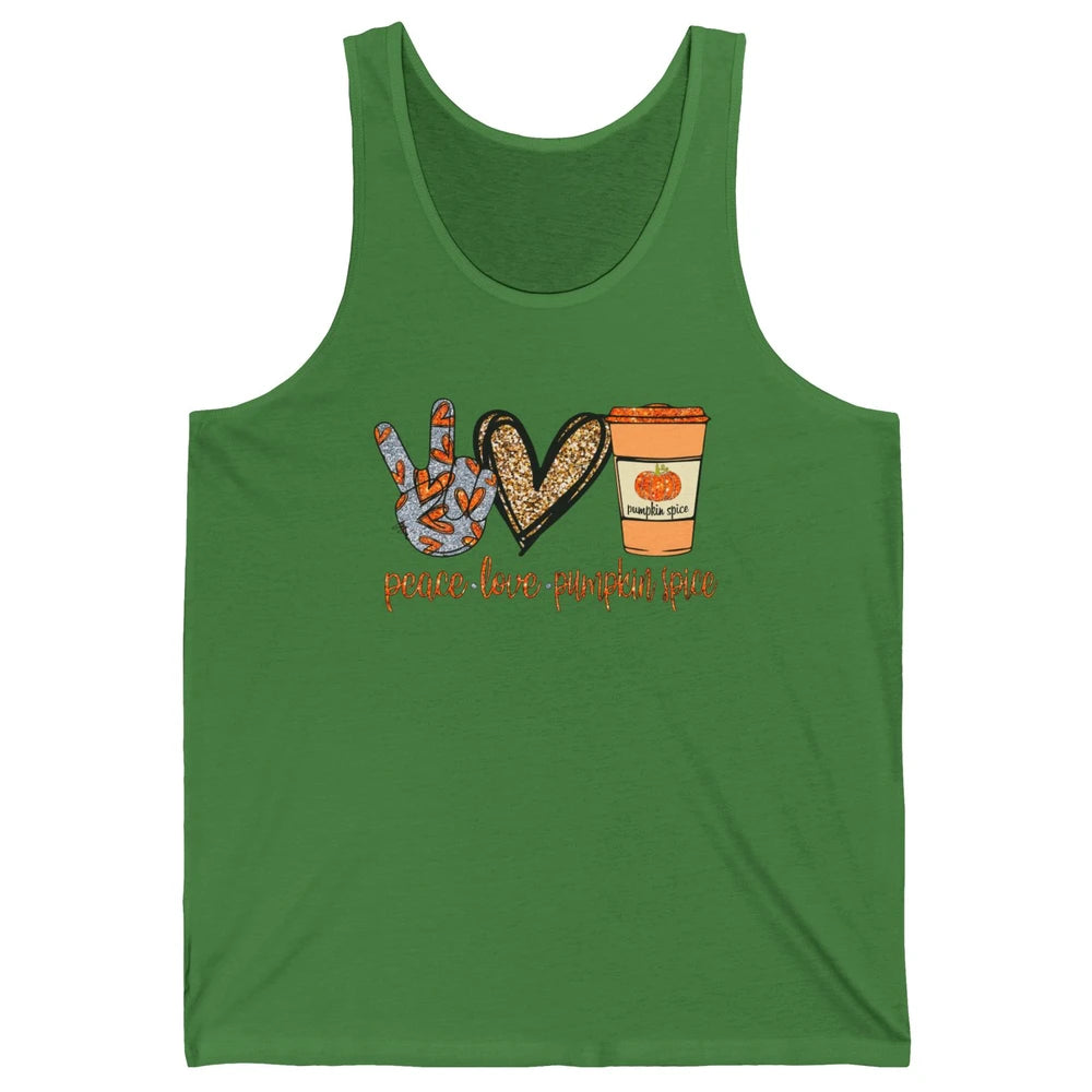 Peace Love Fall Pumpkin Spice Fall Halloween Thanksgiving Unisex Jersey Tank