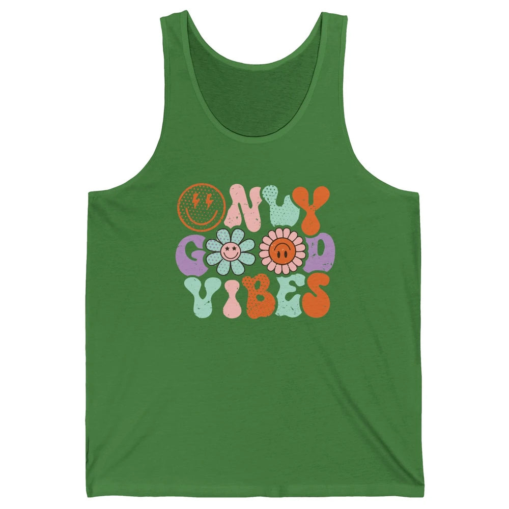 Retro Good Vibes Only Daisy Sunflower Positive Mind And Life Unisex Jersey Tank