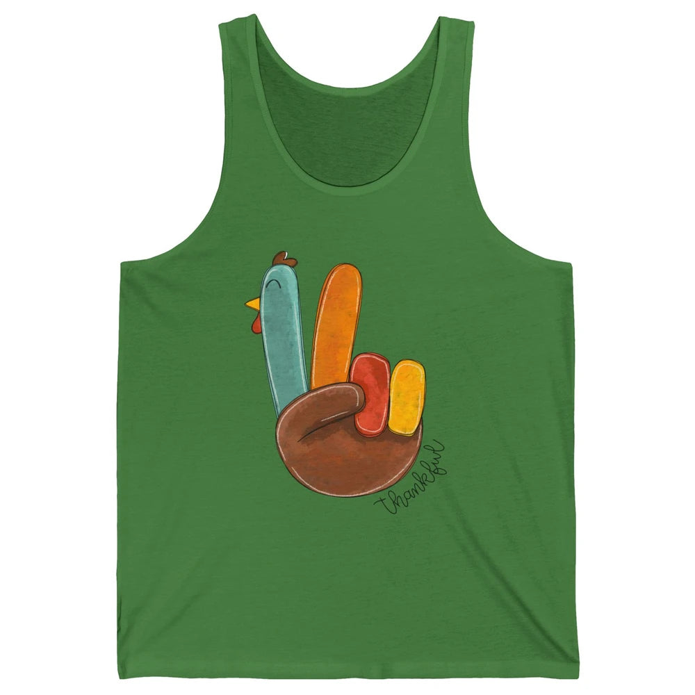 Funny Turkey Peace Sign Thankful Thanksgiving Gift Halloween Unisex Jersey Tank