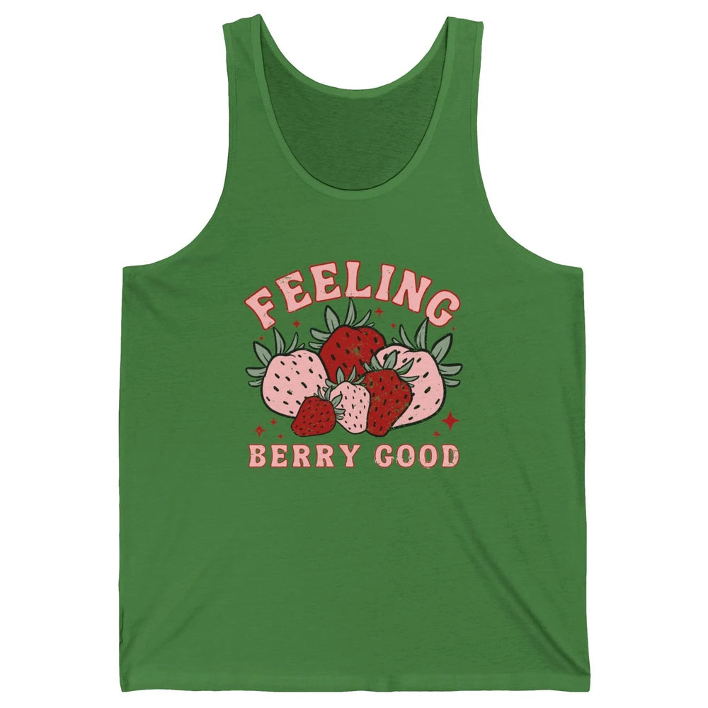 Retro Strawberry Feeling Berry Good Positive Mind Happy Life Unisex Jersey Tank