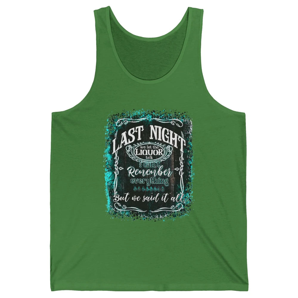 Retro Desert Cow Skull Last Night We Let Liquor Talk Western Unisex Jersey Tank