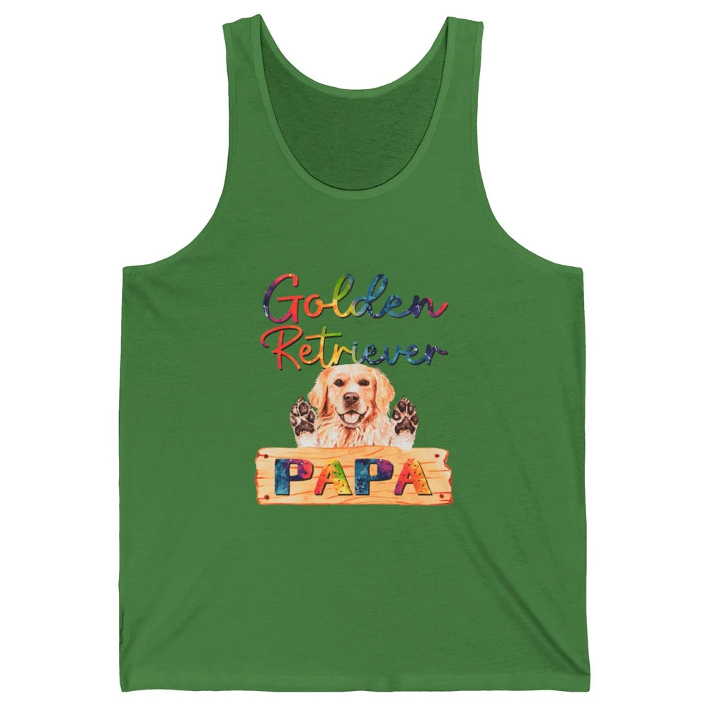 Colorful Golden Retriever Dog Papa Cute Puppy Father Dad Unisex Jersey Tank