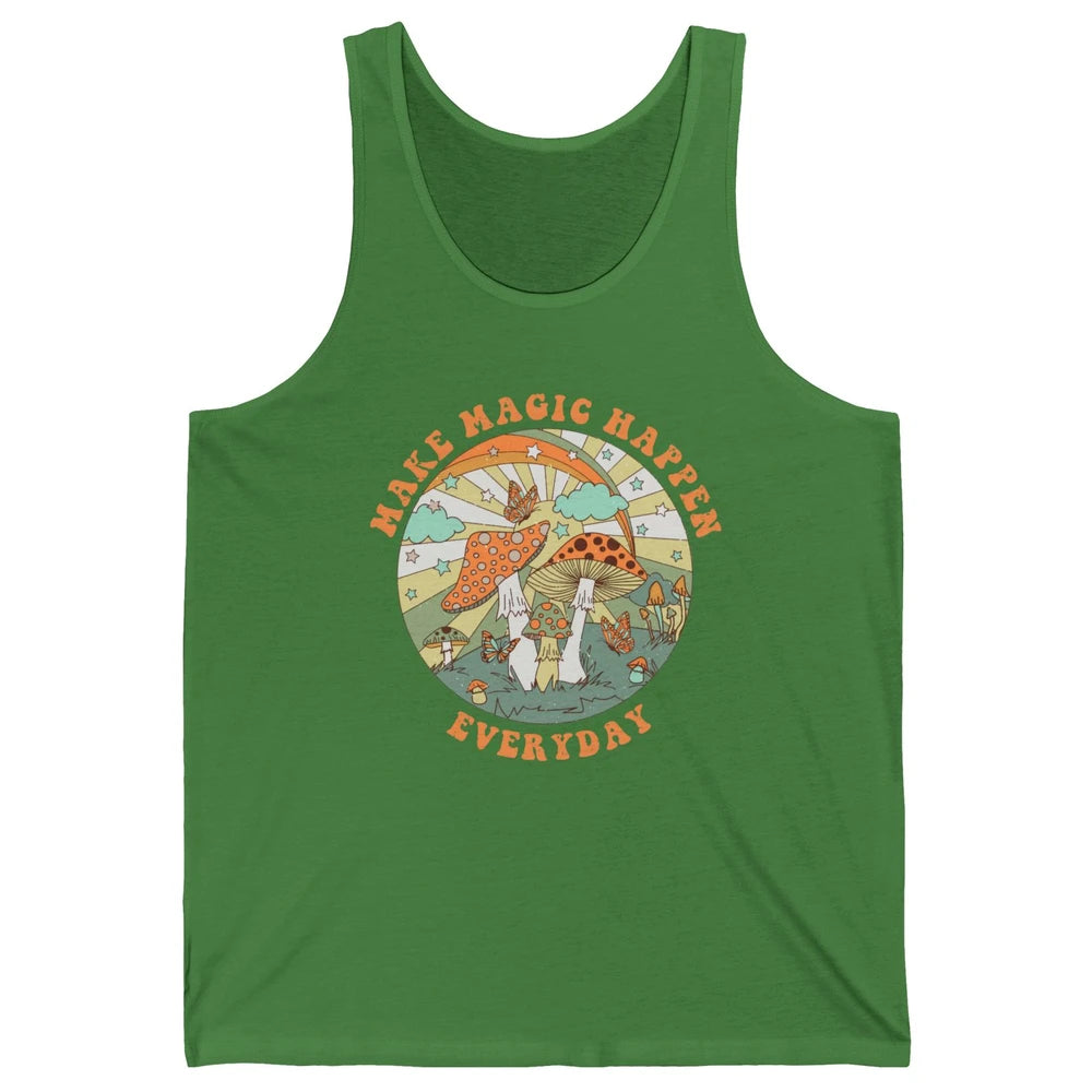 Retro Groovy Make Magic Happen Mushroom Hippie Botanical Unisex Jersey Tank