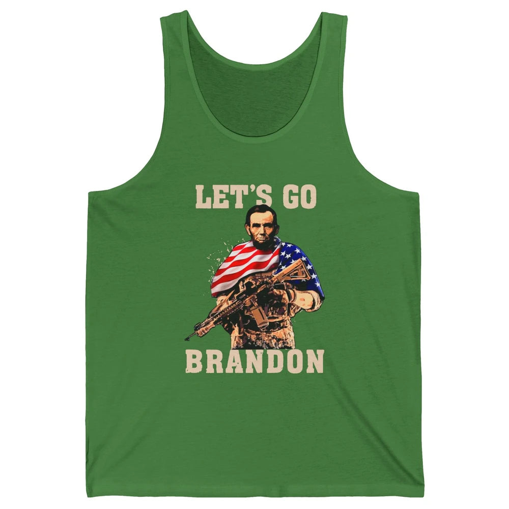 Abraham Lincoln US Flag Lets Go Brandon Conservative Liberal Unisex Jersey Tank