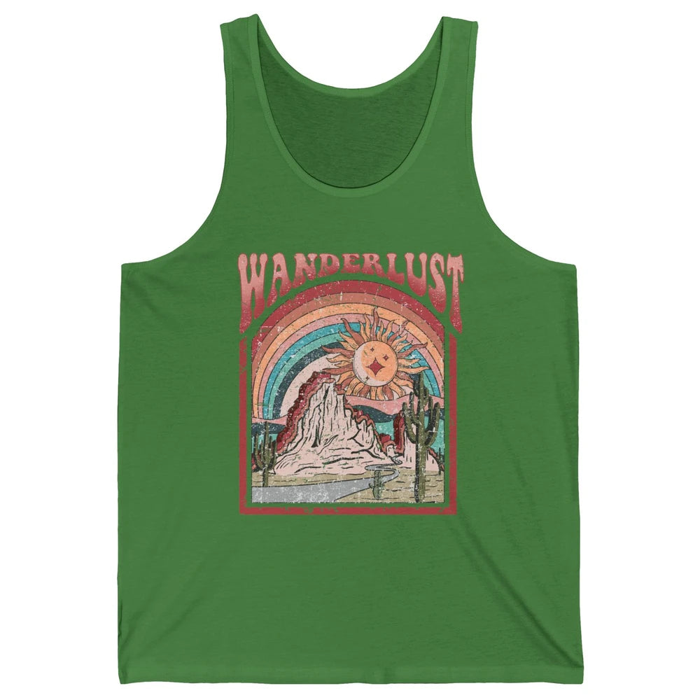 Retro Wanderlust Desert Cactus Wander Boho Adventure Western Unisex Jersey Tank