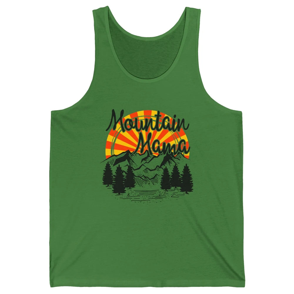 Retro Rainbow Sunset Mountain Mama Hiking Mom Climbing Unisex Jersey Tank
