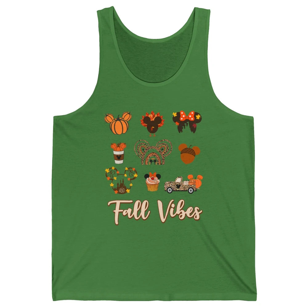 Retro Fall Vibes Pumpkin Turkey Halloween Fall Thanksgiving Unisex Jersey Tank