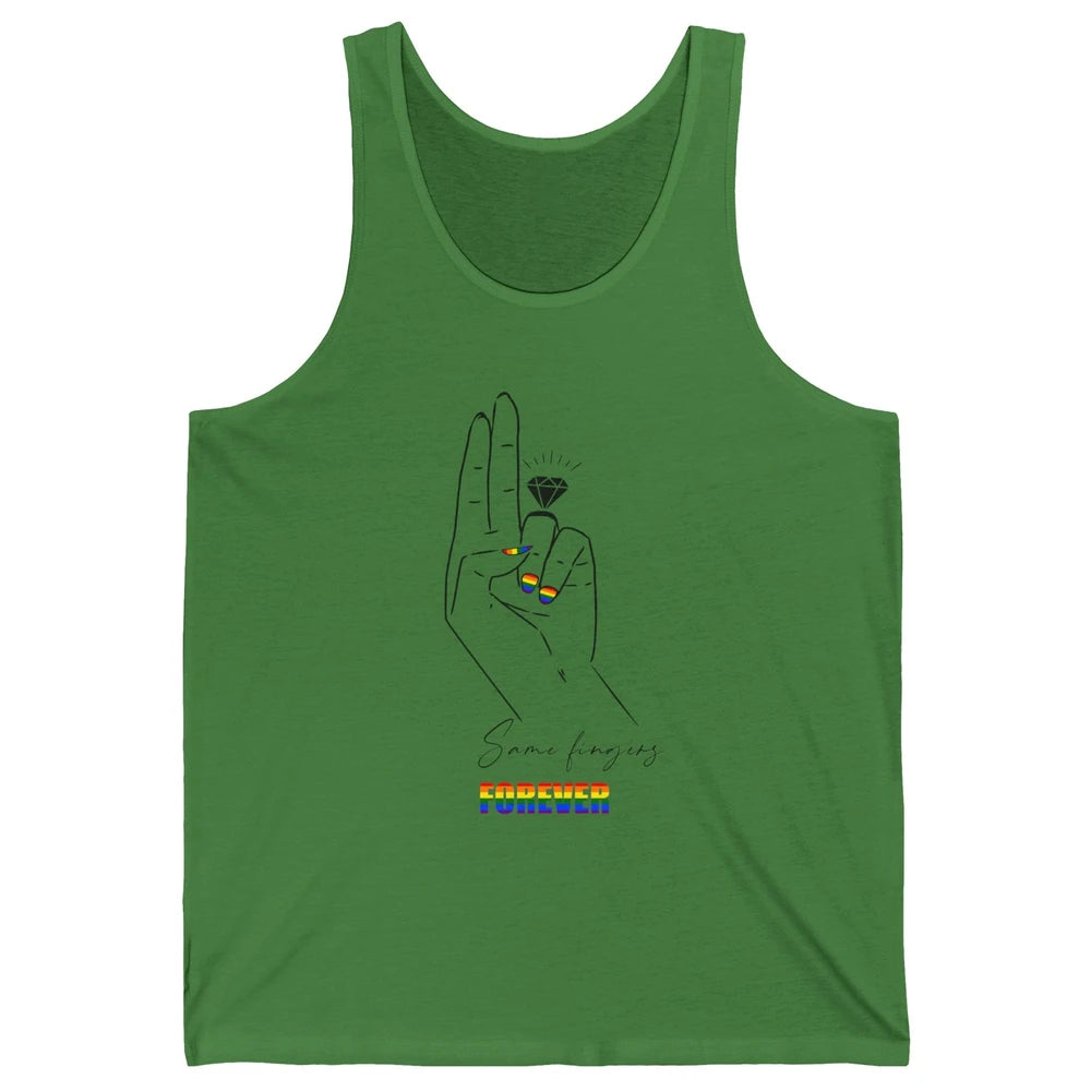 Same Fingers Forever Bride LGBT Engaged Gay Bachelorette Unisex Jersey Tank