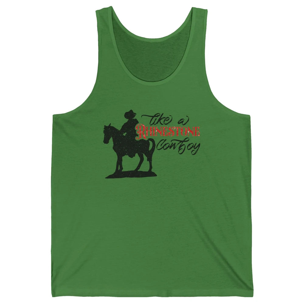 Cowboy Riding Horse Rhinestone Cowboy Western Country Gift Unisex Jersey Tank