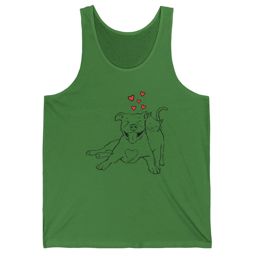 Pittie And Kitty Cute Pitbull Cats And Dogs Lovers Gift Unisex Jersey Tank